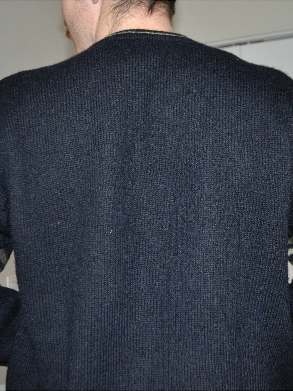 Abercrombie & Fitch Navy V-Neck Sweater with Cream Contrast Trim - Picture 5 of 5